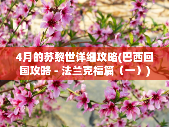 4月的苏黎世详细攻略(巴西回国攻略 - 法兰克福篇（一）)
